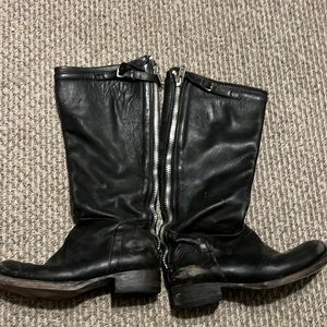 Ash distressed leather boots